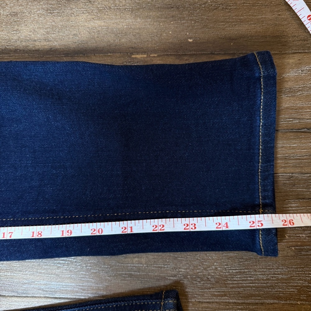 QUINCE Luna Stretch Slim Straight Jeans Crop Dark Blue Sz 28 mid rise ankle - Picture 7 of 10